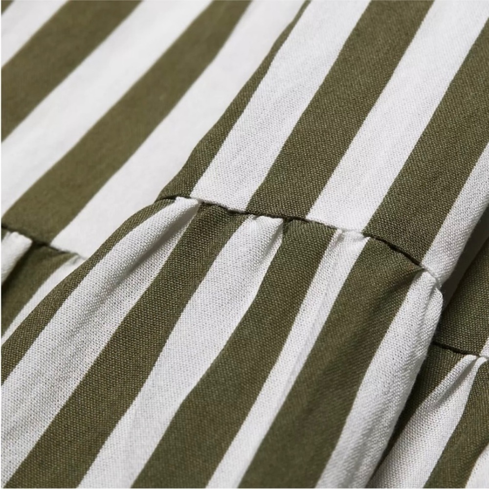 NWT En Saison mixed media shade green ivory striped CeCe dress Large L - Picture 3 of 13